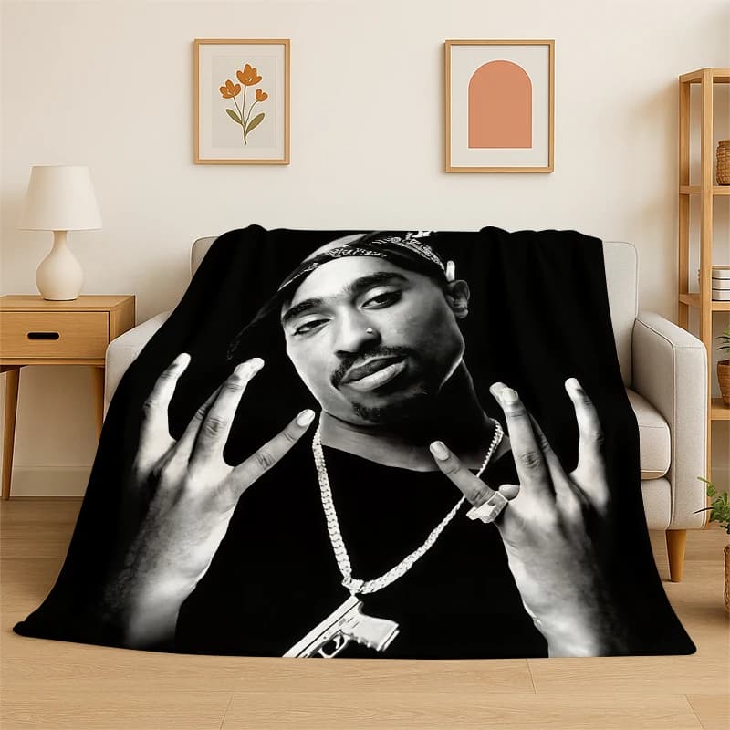 Coperta in Flanella Rapper Eminem Tupac 6pac Hip Hop Rap God, Morbida e Calda, per Camera da Letto, Soggiorno, Viaggi e Picnic