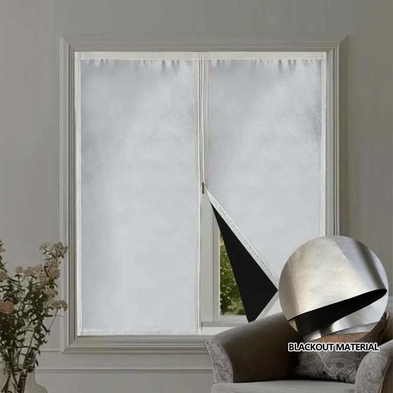 Customizable Zipper Privacy Light Blocking Curtain Home Waterproof Detachable Washable Self-Adhesive, Drill-Free Installation