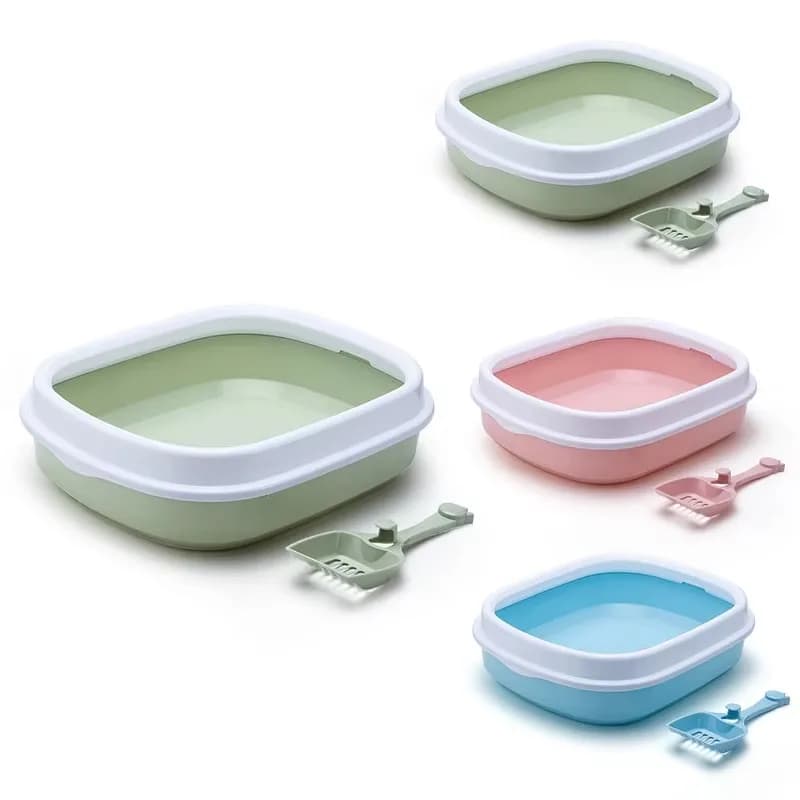 Lettiera per Gatti in Plastica con Paletta, Design Semi-Chiuso, Ampio Spazio Interno e Facile da Pulire