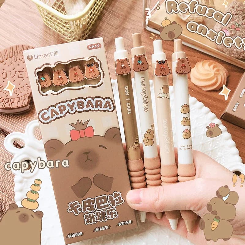 Kawaii Capybara penna a sfera cancellabile blu scuola studente cancelleria per ufficio simpatico cartone animato regalo cancelleria penna gel cancellabile