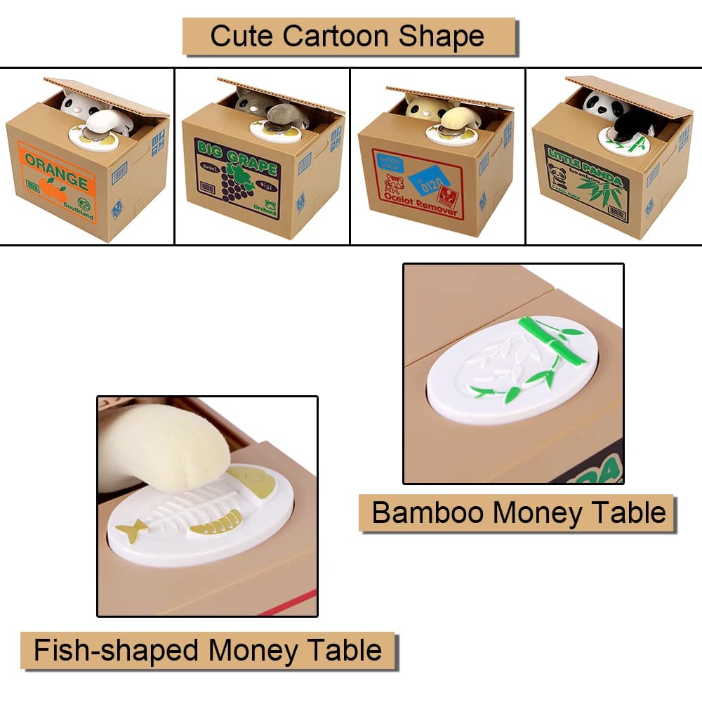 Salvadanaio elettronico Salvadanaio automatizzato Panda Cat Ruba Coin Bank Vendita calda Decorazioni per la casa Scatola per risparmiare denaro Regalo carino per bambini