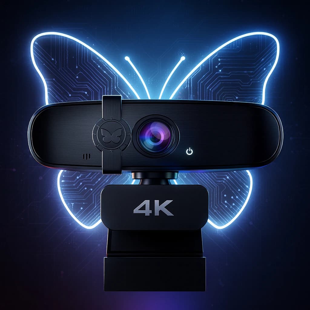 Webcam 4K Ultra HD Elegante con Copertura Privacy Integrata e Microfono Nitido, Perfetta per Videoconferenze, Gaming e Creazione di Contenuti