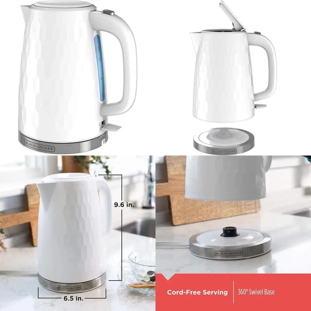 Premium 1.7 liters wireless electric kettle, with window for water level, rapid boiling, automatic shutdown, white