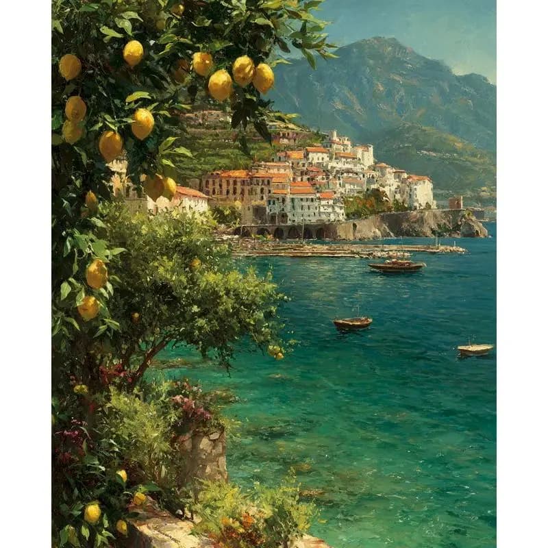 GATYZTORY Town Painting By Numbers Handmade Acrylic on Canvas Paints Scenery Paint for Painting Arts and Crafts Drawing Kit
