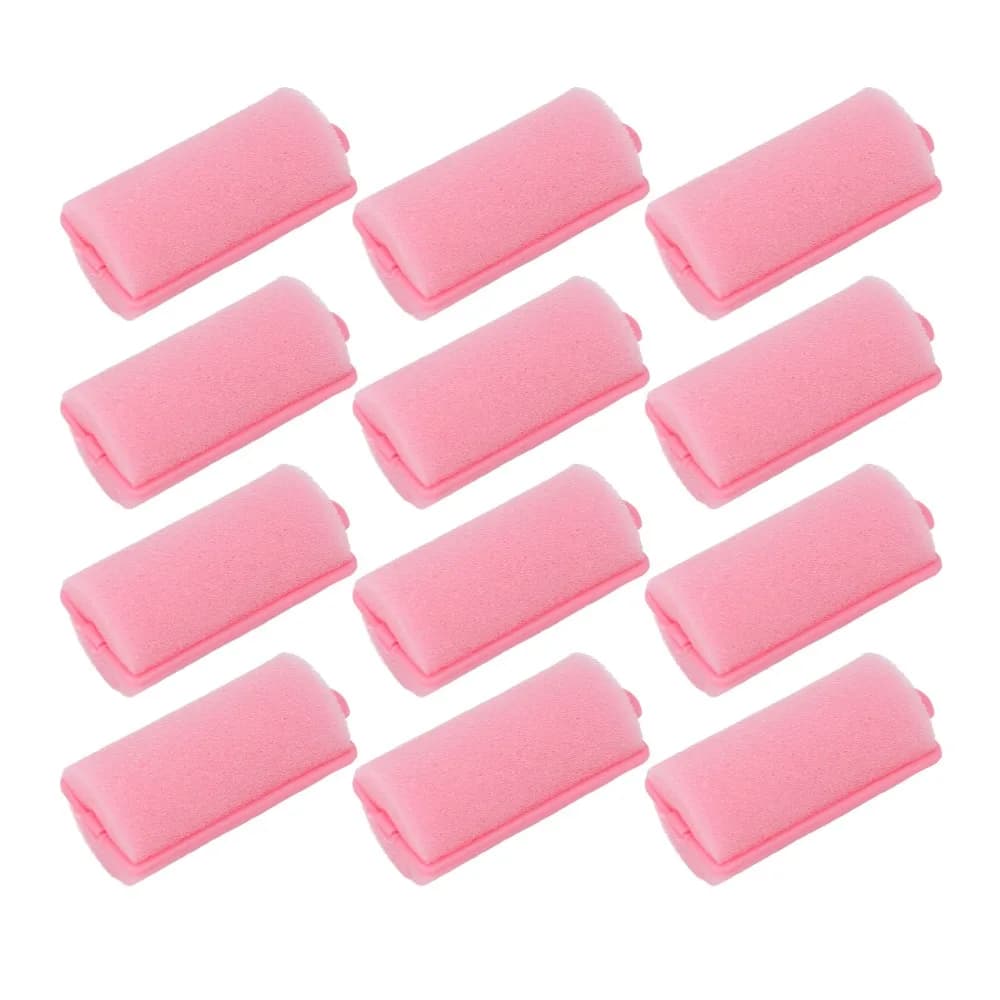 12pcs Styling Tool Soft Foam Sponge Hair Roller Flexible Pink Hair Roller Set Professional Portable Foam Hair Roller Home Salon