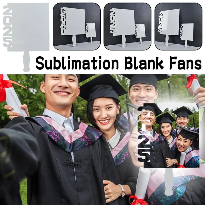 5 pieces 2025 fans sublimation empty spaces fan of graduation for gifts of memory customized frame of New Year's degree 2025 3 sizes
