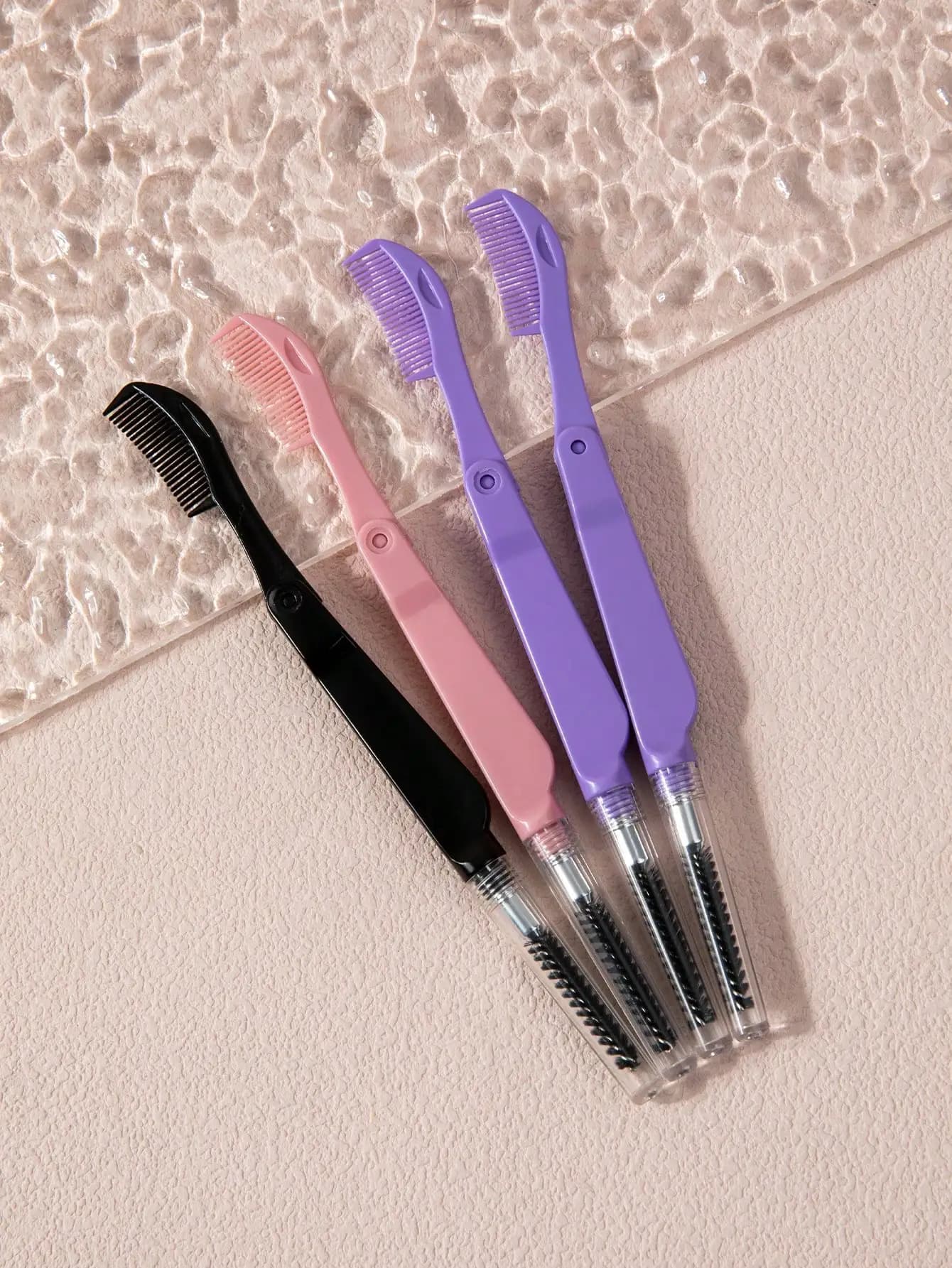 Set of 2 Foldable Wallets for Eyelashes and Eyebrows in Various Colors, Eyebrow Brush, Umbrella Brush, Spoolie, Spoolie Brush, Promotional Gadget