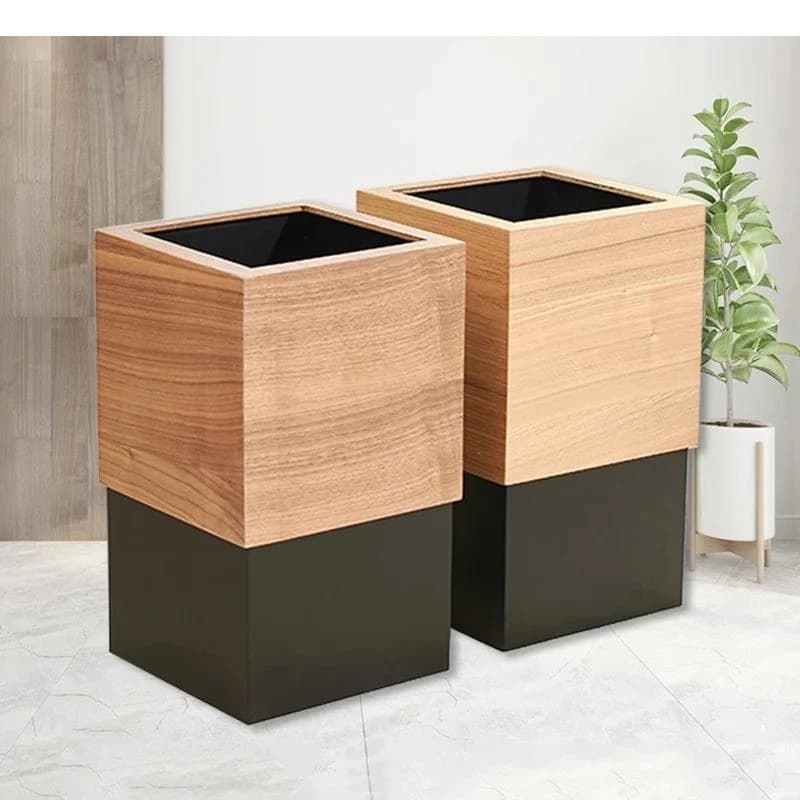 Simple Wooden Garbage Can Kitchen Trash Rectangular Wastebasket Cleaning Tools Bathroom Bins Home Accessories