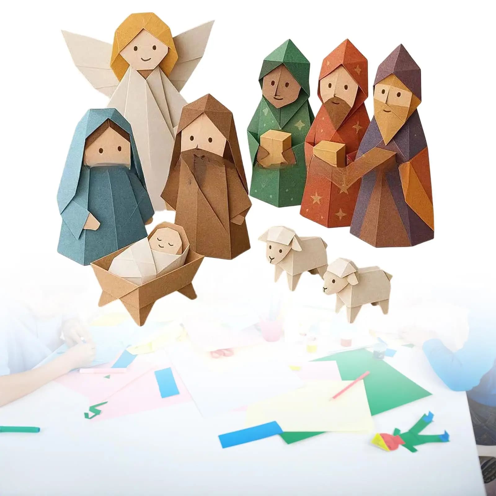Origami Paper Craft Kit for Christmas Nativity Figures DIY Holiday Decoration Project for Beginners and Adults