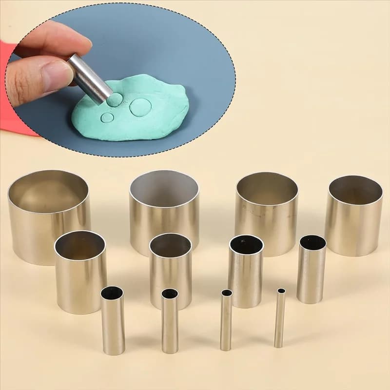 TFTP-12 Pieces Circle Cutter Hole Hollow Punch Cutter Set Dot Baking Stamps For Polymer Clay Pottery Handmade Craft
