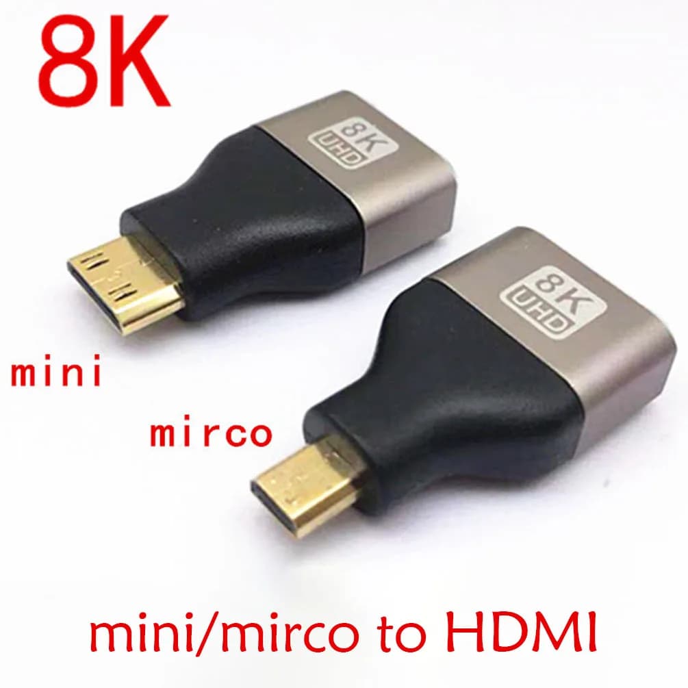 HDMI Mini Micro adapter to HDMI 8K 60Hz 4K 144Hz male-female converter for portable camera PS5 Monitor TV HDTV