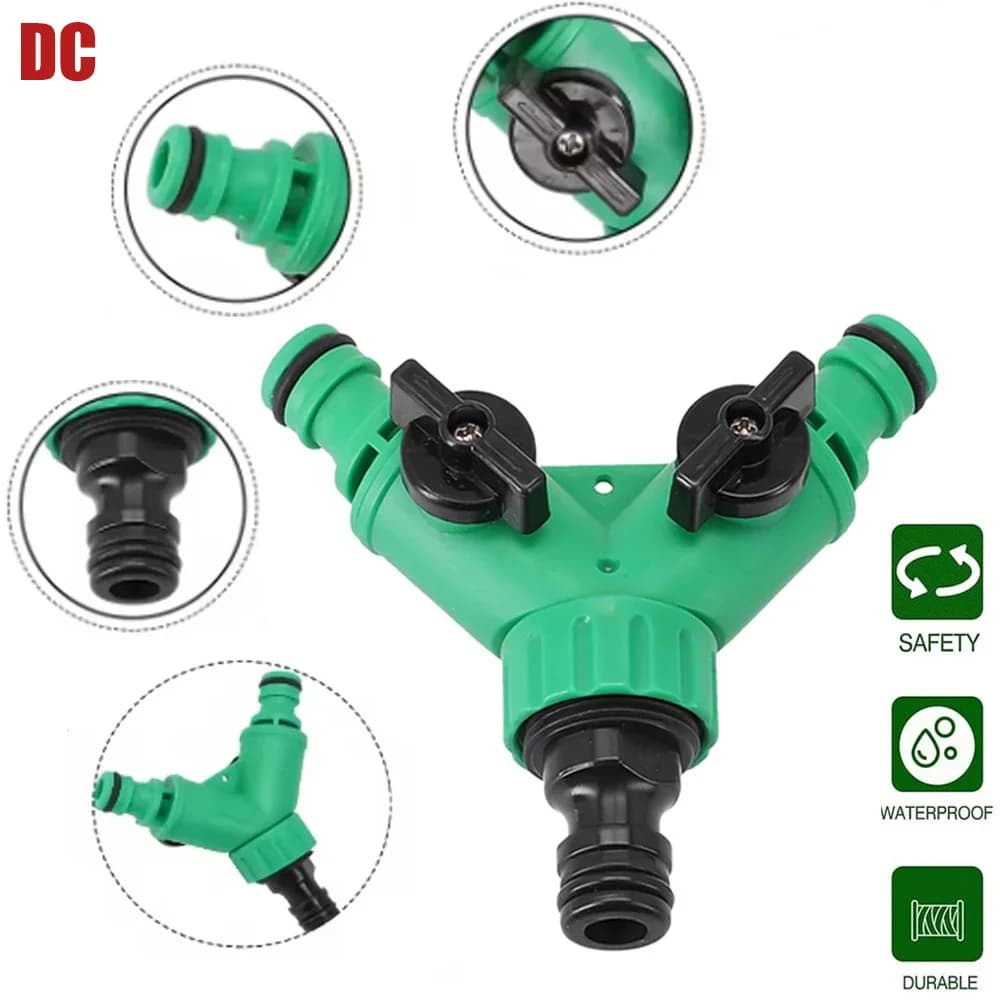 Connettori per tubi dell'acqua da giardino Adattatore per tubi Valvola divisoria per tubi a forma di Y Valvola in plastica a tre vie con interruttore per piantare fiori