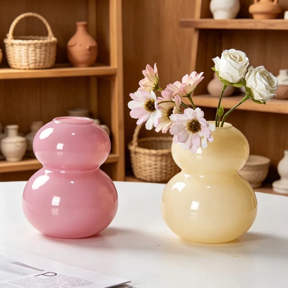 Modern Minimalist Gourd Shaped Glass Vase Hydroponic Plant Pots Flower Arrangement Creative Home Office Table Decoration