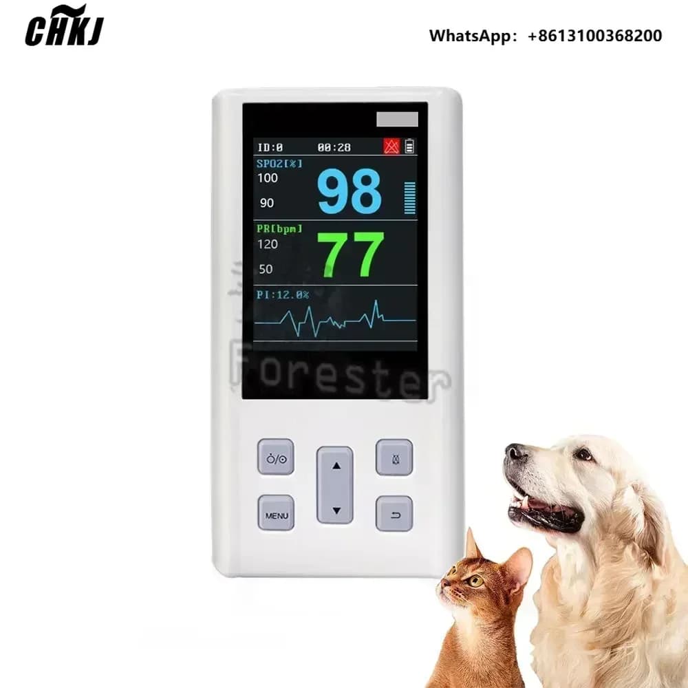 Portable Handheld Pulse Oximeter rechargeable for Heart Rate Saturation with Veterinary SPO2 PR PI with Memory