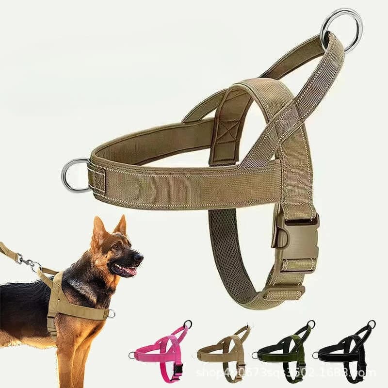 Tactical Anti-Pull Dog Harness - 1000D Nylon Adjustable for Large Dogs, Outdoor Training Vest with Handle & Reflective Harness