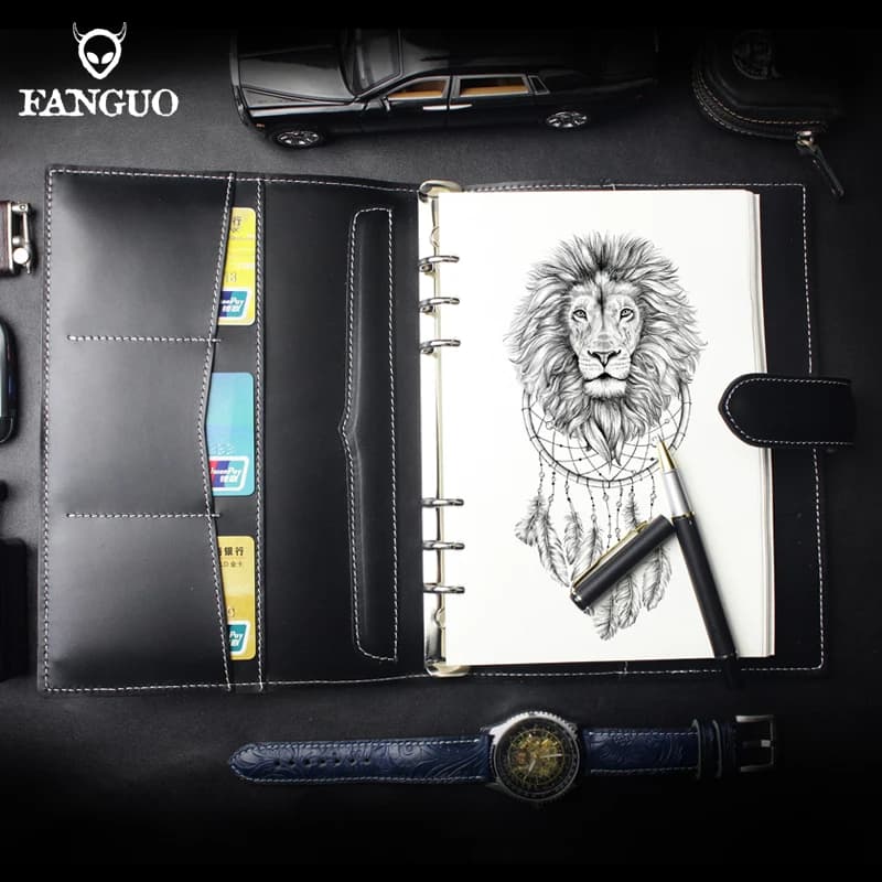 Traveler Notebook Journal Storage Bag Vintage Genuine Leather Stationery Card Holder for Travelers Notebook A5