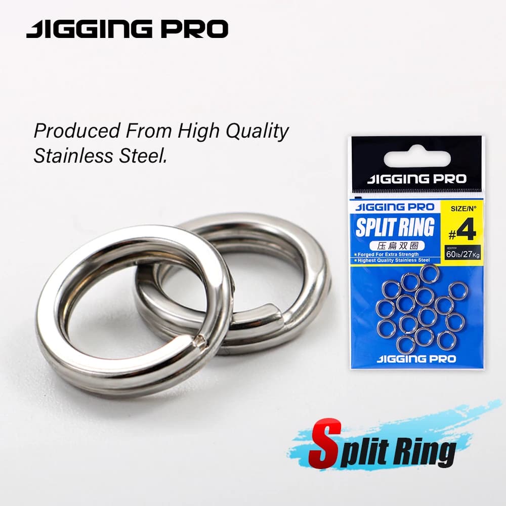 JIGGING PRO Anelli divisi in acciaio inossidabile Connettori da pesca Anelli a scatto 10/15 pezzi Accessori per la pesca in acqua salata resistenti