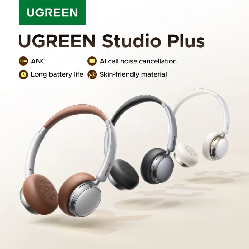 UGREEN ANC Cuffie con cancellazione attiva del rumore Auricolari Bluetooth wireless sopra l'orecchio