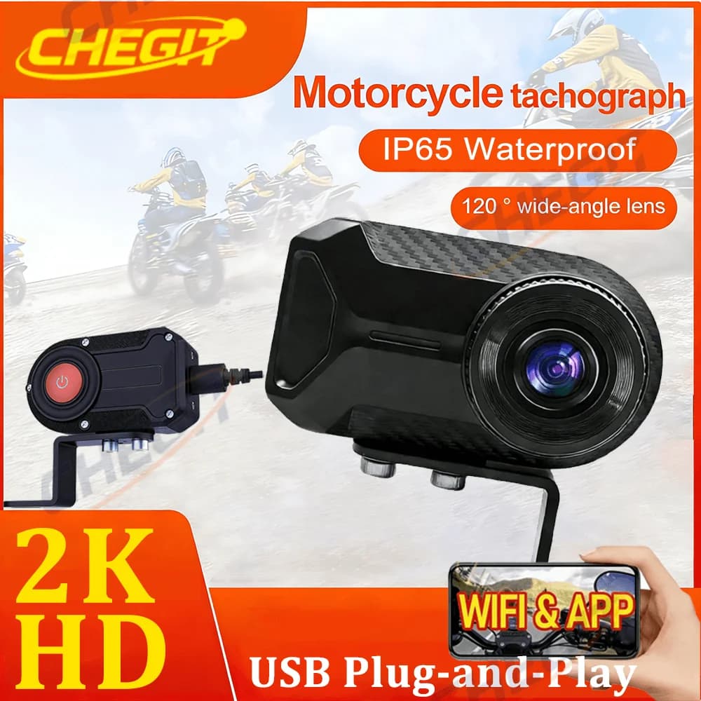 New Dash Cam DVR 2K QHD for Motorcycle with WIFI, Waterproof IP66, Front Camera for Electric Bike and Motorcycle