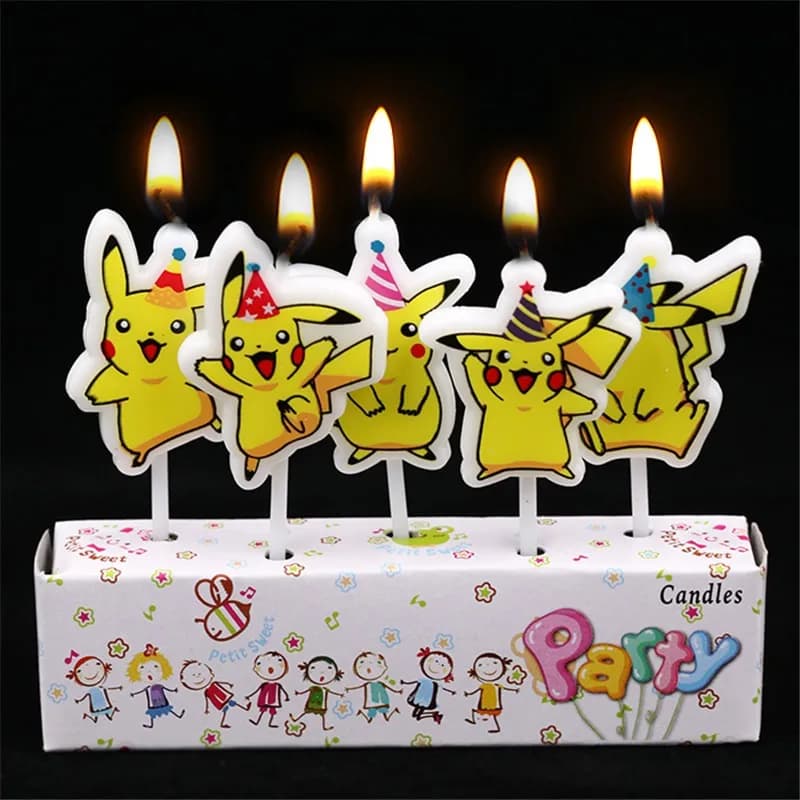 5 pz/lotto Pokemon Torta Di Compleanno Candela Per Bambini Del Fumetto Pikachu Anime Doll Decorazione Del Partito Torta Per Bambini Paraffina Figura Candela