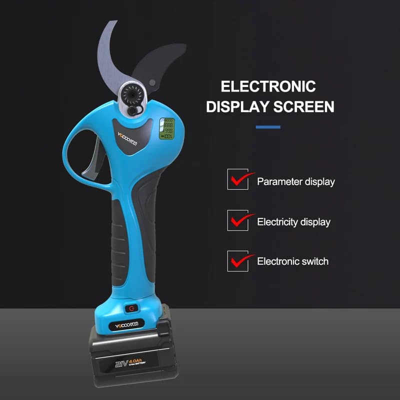 Professional Lithium Battery Power Scissors, 42mm, Plastic, Industrial Grade, Gardening and Fruit Trees
