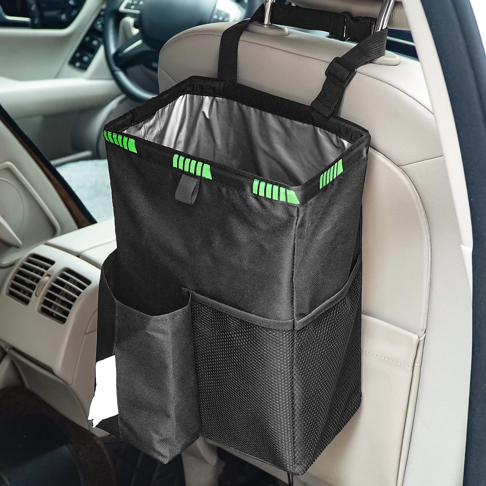 Black Car Waterproof Trash Bag Trash Can Garbage Waste Storage Bin Easy To Fold Large Capacity Can Receive Liquid Collapsible