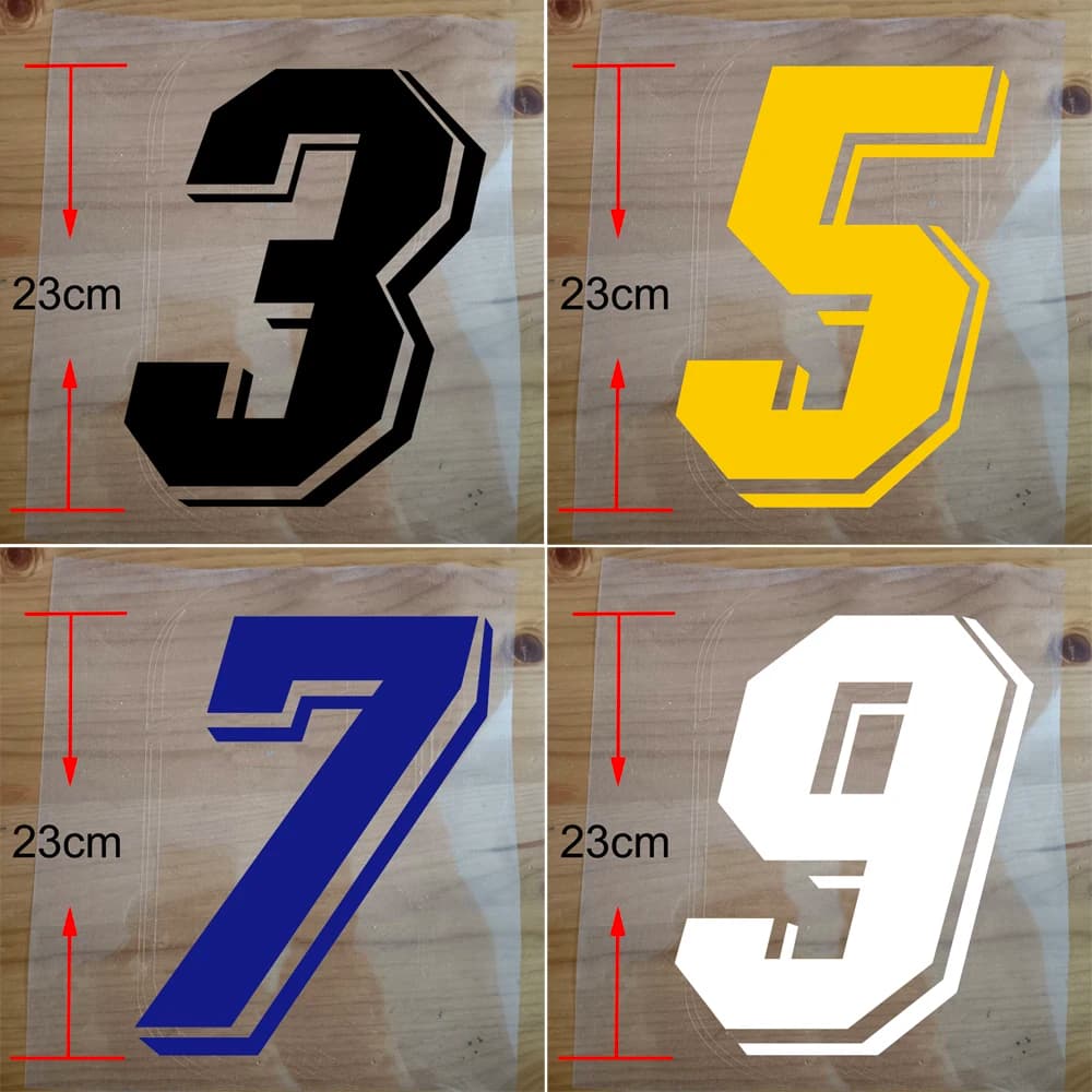 Maglia da calcio alta 23 cm Trasferimento Numero personalizzato Termoadesivo Toppe sportive per vestiti Applique fai da te Bianco Nero Bianco Giallo