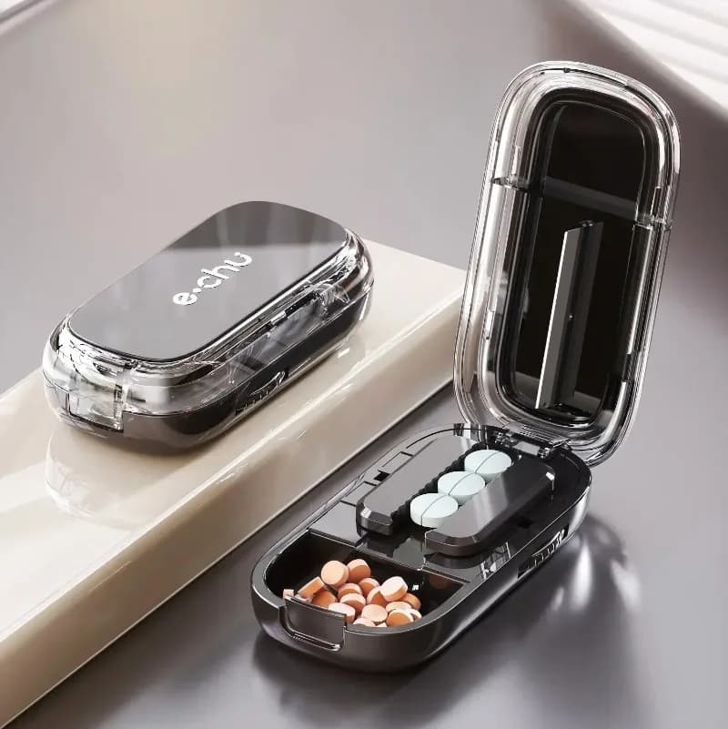 Portable Multi-functional Pill Cutter Quartering 1/4 1/2 1/3 Pill Cutter Storage Box Drug Tablet Medicine Dustproof Divide
