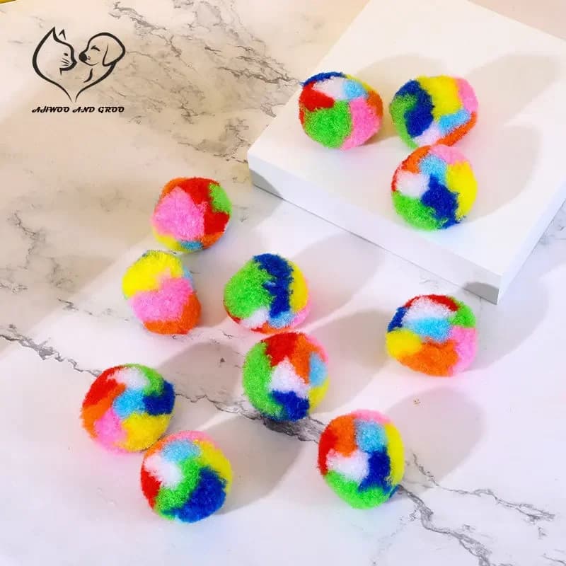Set di 20 Palline Colorate in Peluche per Gatti, Giocattoli Divertenti per l'Addestramento, Palline Silenziose Morbide per la Pulizia dei Denti, Giocattoli Interattivi per Gattini, Accessori per Animali Domestici