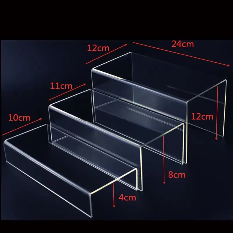 2 pezzi espositore in acrilico trasparente per scarpe vetrina cosmetica portaoggetti per gioielli a forma di U action figure giocattoli collezioni scaffale