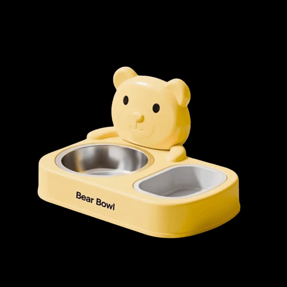 Creative Cartoon Cat Food Water Bowl Non-Slip Base Double Bowls Cat Feeding Bowl Detachable Pet Water Container Puppy Feeding