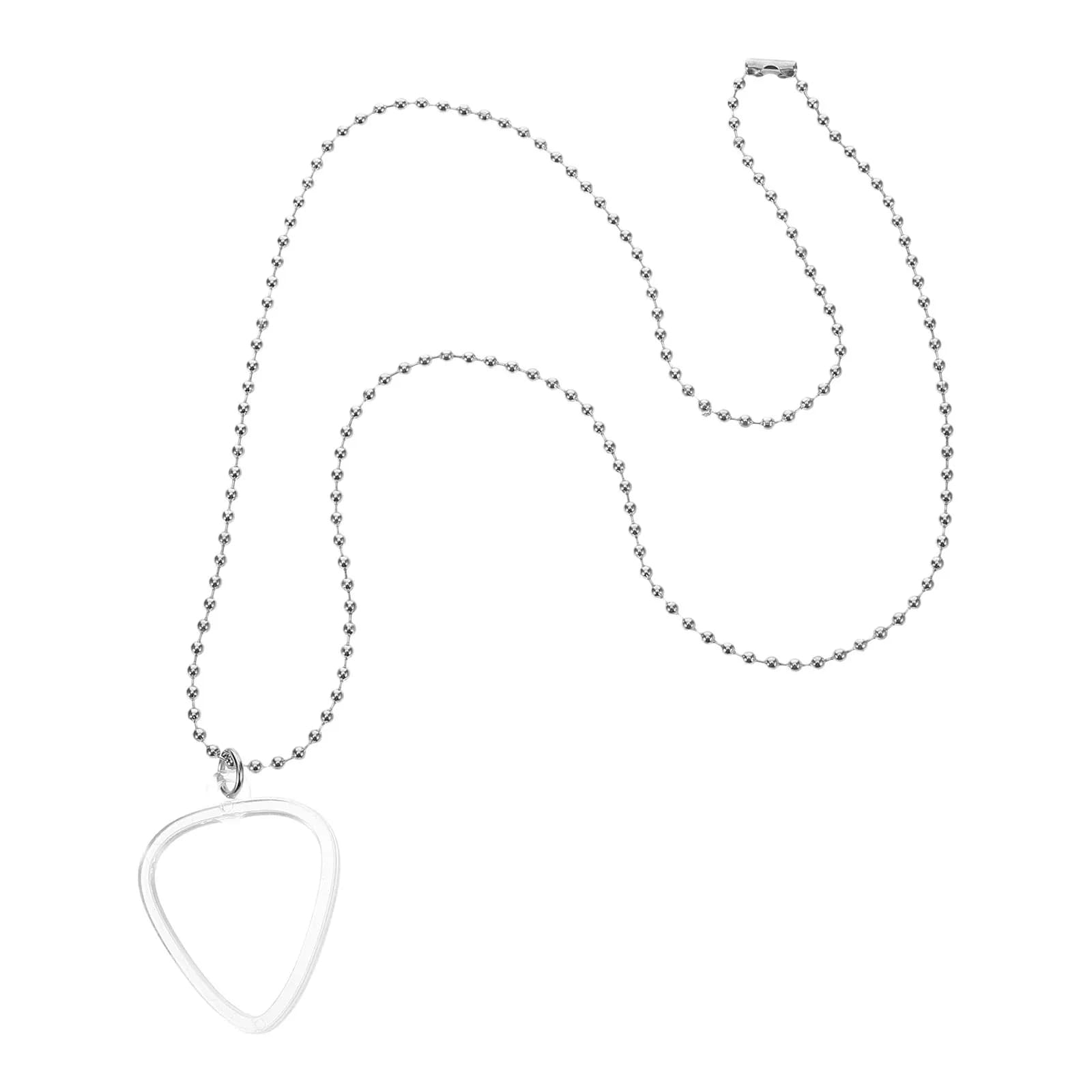 Heart-Shaped Transparent Guitar Pick Holder Necklace Electric Bass Ukulele Picks Storage Pendant for Performers