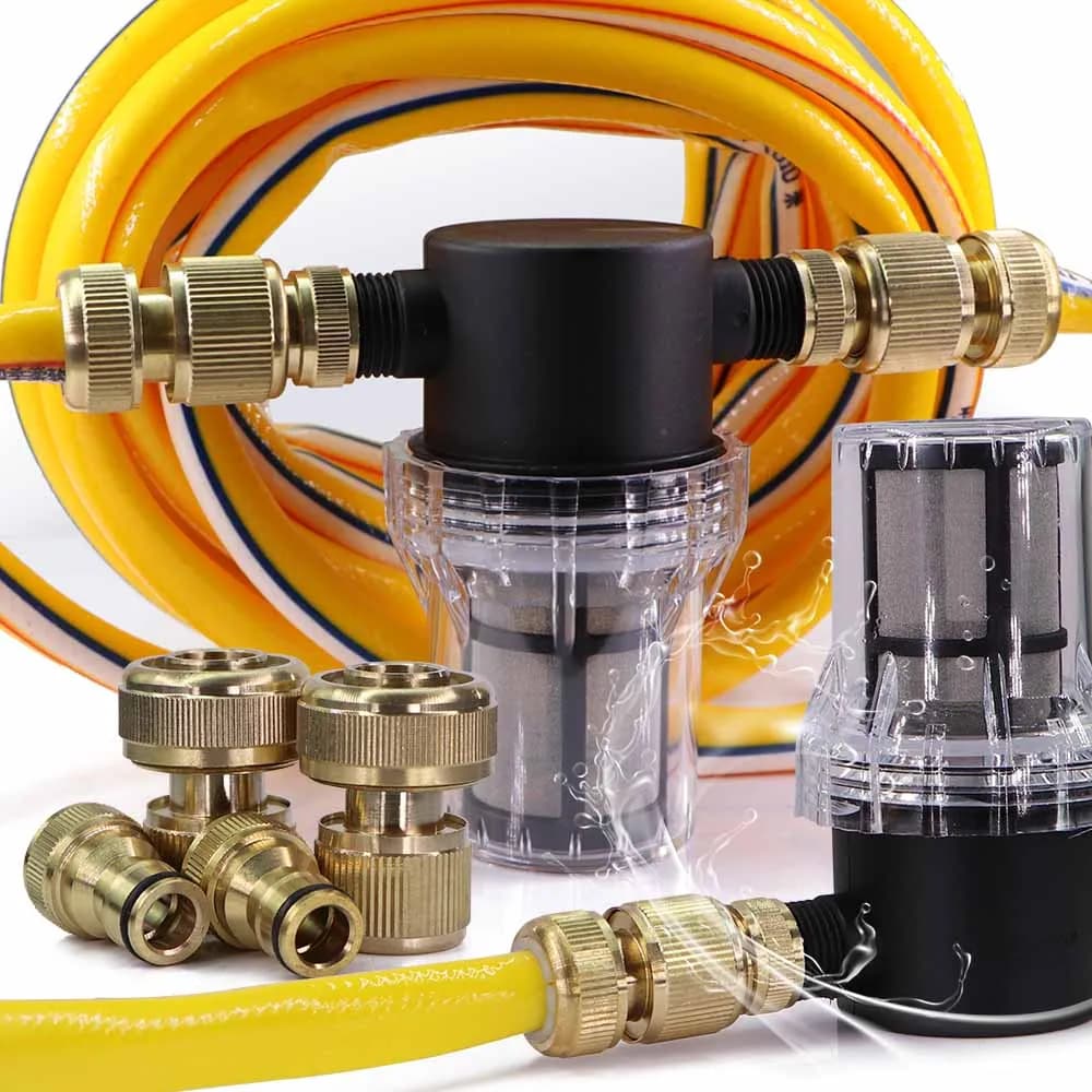 3/8"1/2" 3/4" garden pipe filter kit with quick brass connector for prefilter agricultural irrigation pipe 40-100 mesh screen