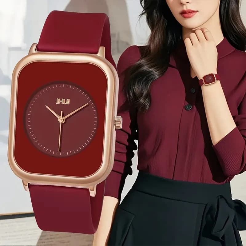 Fashionable Rectangular Women's Watches Casual Sports Watch with Silicone Strap Reloj Mujer Gift Girl Watch