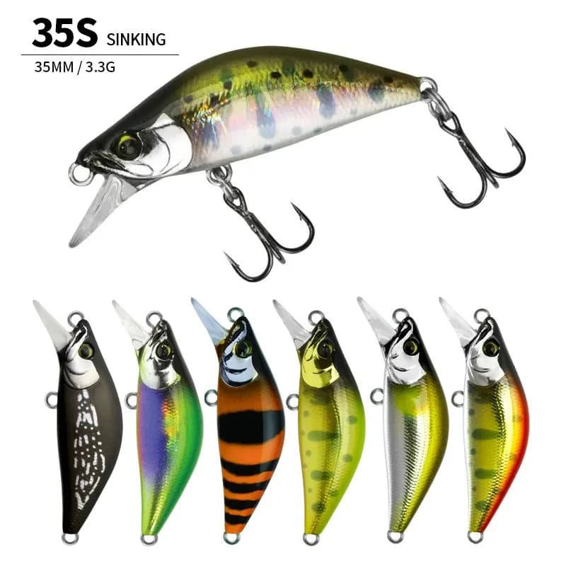 Affondamento Minnow 3.3g 35mm Swimbait Wobbler Crankbait Jerkbait Richiamo di Pesca 35S Acqua Dolce Artificiale Esca Dura Spigola Trota Luccio