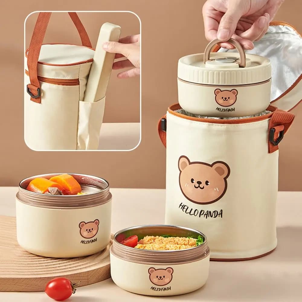 Contenitore per il pranzo rotondo durevole da 400 ml/600 ml/800 ml per uso alimentare con scatola di immagazzinaggio con manico Barattolo sigillato multiuso per microonde
