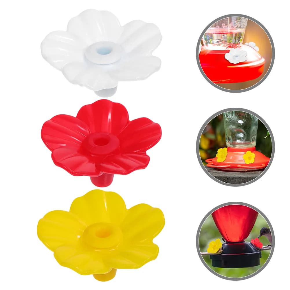 15Pcs Hummingbird Feeder Flowers Replacement Parts Plastic Bird Feeder Flower Accessories Realistic Outdoor Garden Decor Feeding