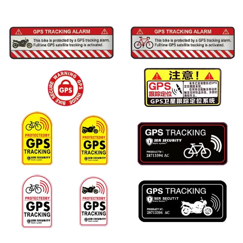 Adesivo di Avvertimento Antifurto GPS | Luminoso Fluorescente | Impermeabile e resistente al sole per E-Bike e biciclette