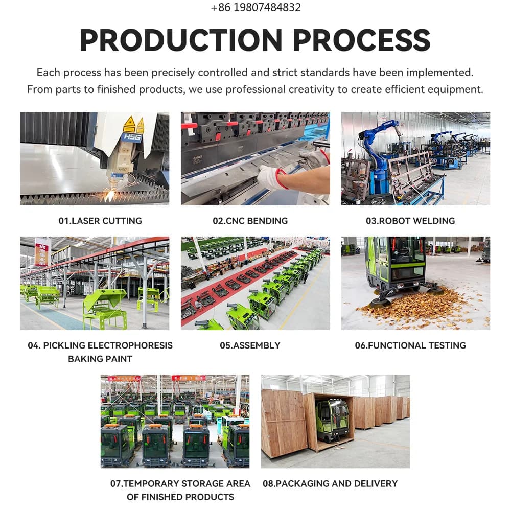 Compact Floor Street Sweeper, Industrial Warehouse Cleaning Equipment, Powerful Suction Brush, Quiet Operation