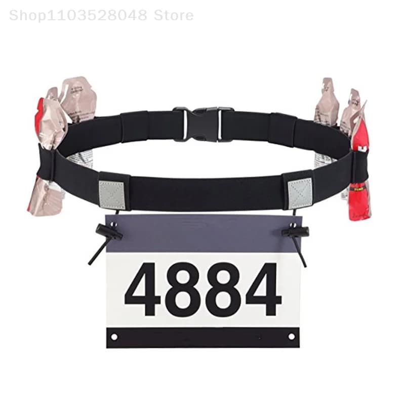 Triathlon Racing Belt - Adjustable belt for race number with energy gel passers and marathon bib holder, Ironman