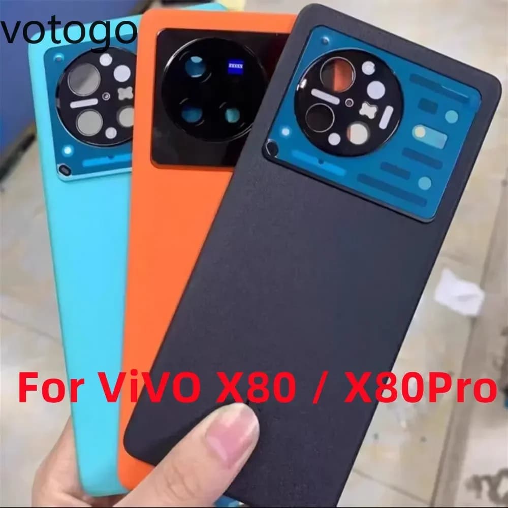 Cover Posteriore di Ricambio per VIVO X80 / X80 Pro 5G, Guscio in Vetro per Batteria + Cornice per Obiettivo Fotocamera