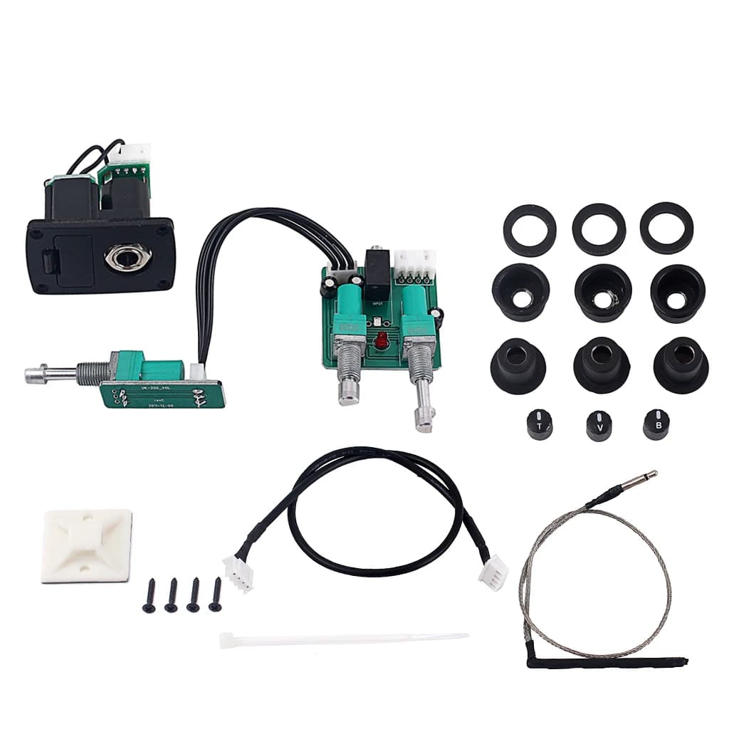 Nuovo Arrivo 2-Band EQ Ukulele Ukulele Uke Piezo Pickup Preamplificazione Pick-up del Sistema con Alti Del Volume Dei Bassi di controllo