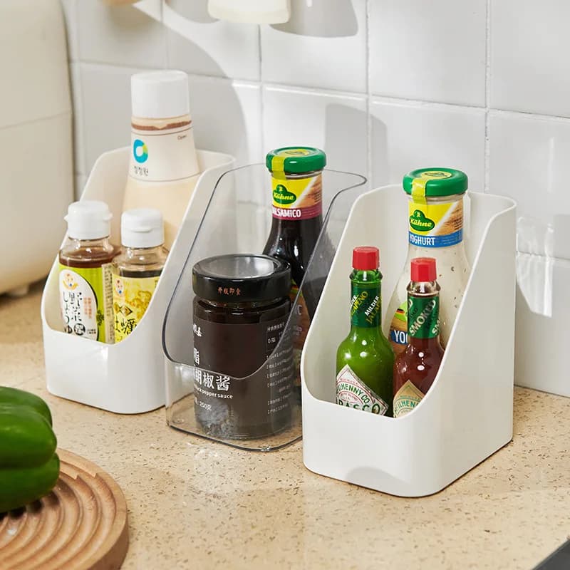 2Pcs Fridge Food Organizer Bins Inclined Opening Sundries Classify Storing Holder Kitchen Fridge Seasoning Snack Storage Boxes