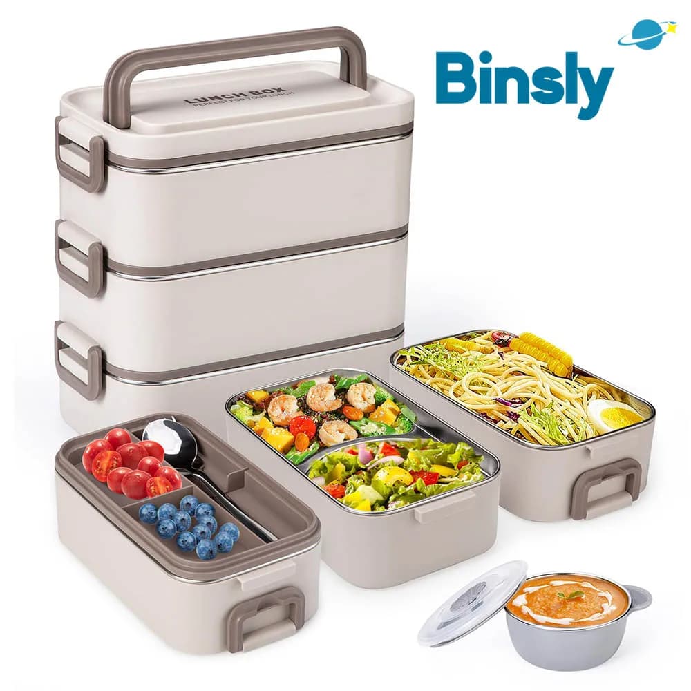 Lunch Box isolato in acciaio inossidabile 304 Contenitori per alimenti portatili divisi a 3 strati Bento Box termico con posate