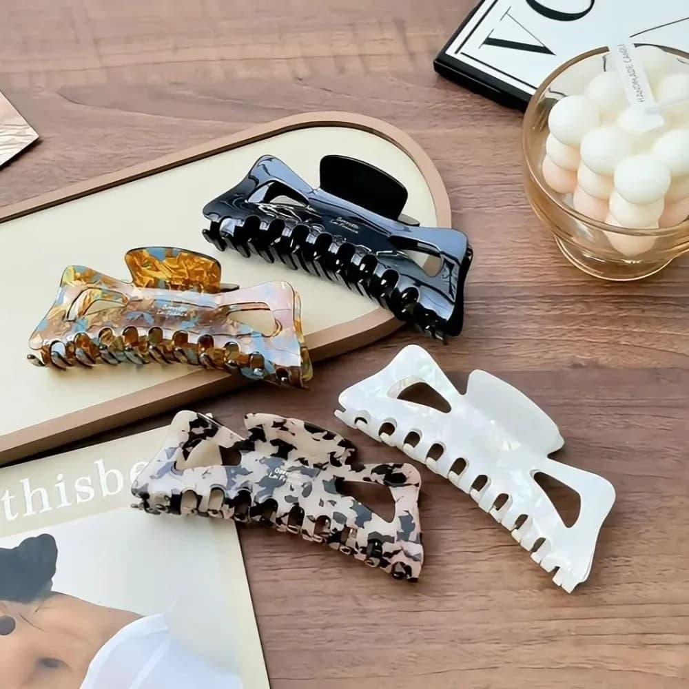 Retro Imitation Acetate Large Size Hair Clip Elegant Solid Vintage Matte French Style Bun Hair Clip Strong Hold Bow Hair Clip