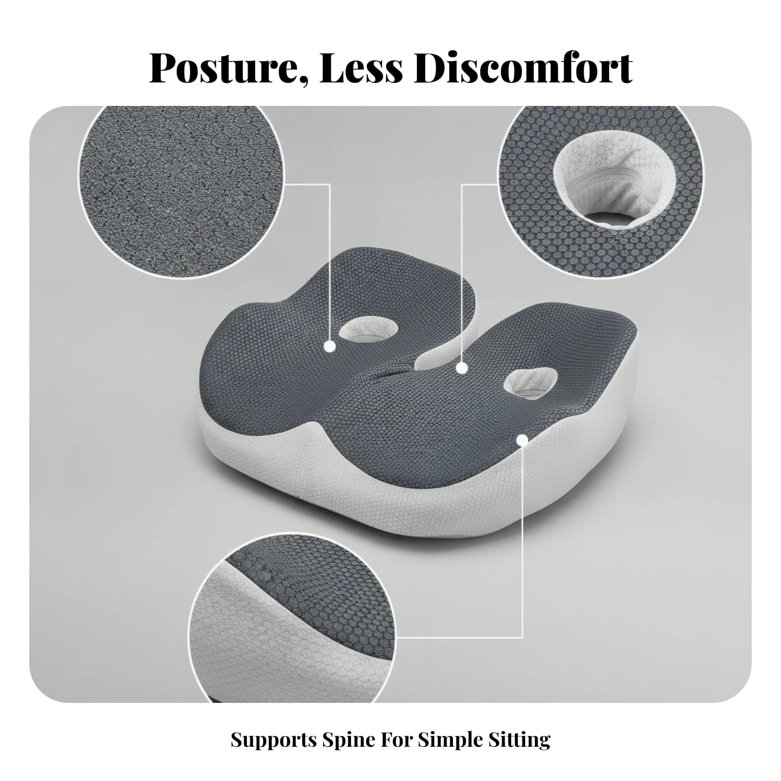 Split-Center Meditation Cushion Hip Support Ergonomic Meditation Cushion Floor Seat Pressure Relief