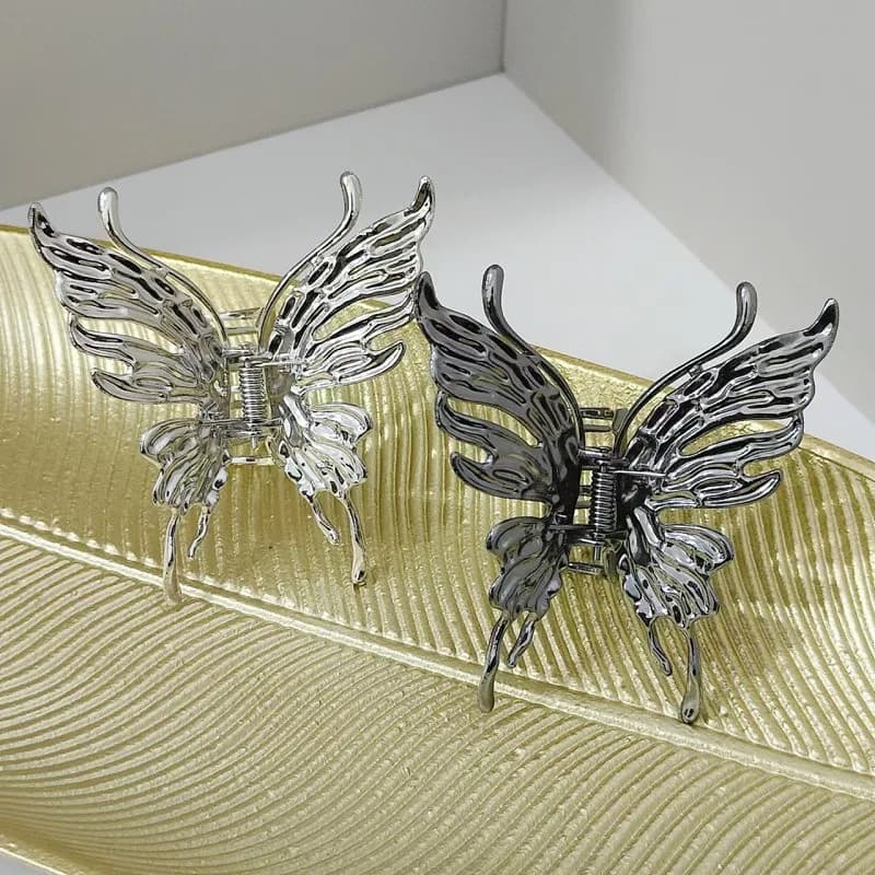 Fermaglio per capelli a farfalla Argento brillante Croce Forcina geometrica Fiore di rosa Artiglio per capelli Donna Ragazze Styling Barrette Copricapo