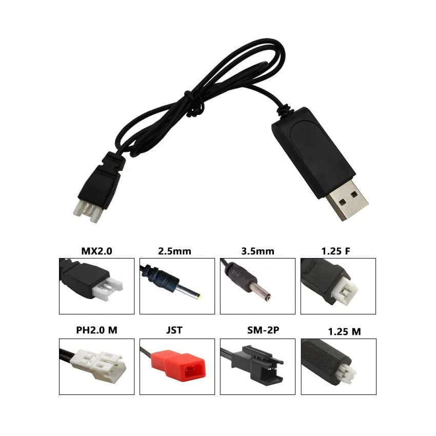 50PCS 3.7V Batteria Caricatore USB 500mA SM JST 2P Losi MX2.0 3.5 2.5 1.25 PH2.0 XH2.54 Per RC Elicottero Quadcopter Auto Pezzi di Ricambio