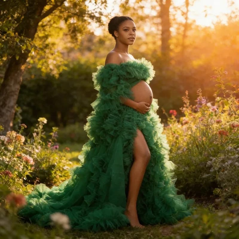 Basic Tulle Dress for Pregnancy Photography - Long and Vaporous Dress, Customized, Spouse Style for Female Photo Services