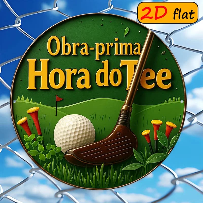 Rustic 2D Flat Golf Club Ball Tee Course Aluminum Wall Art 8x8in Waterproof Durable Outdoor Sign for Study Gym Room Decor